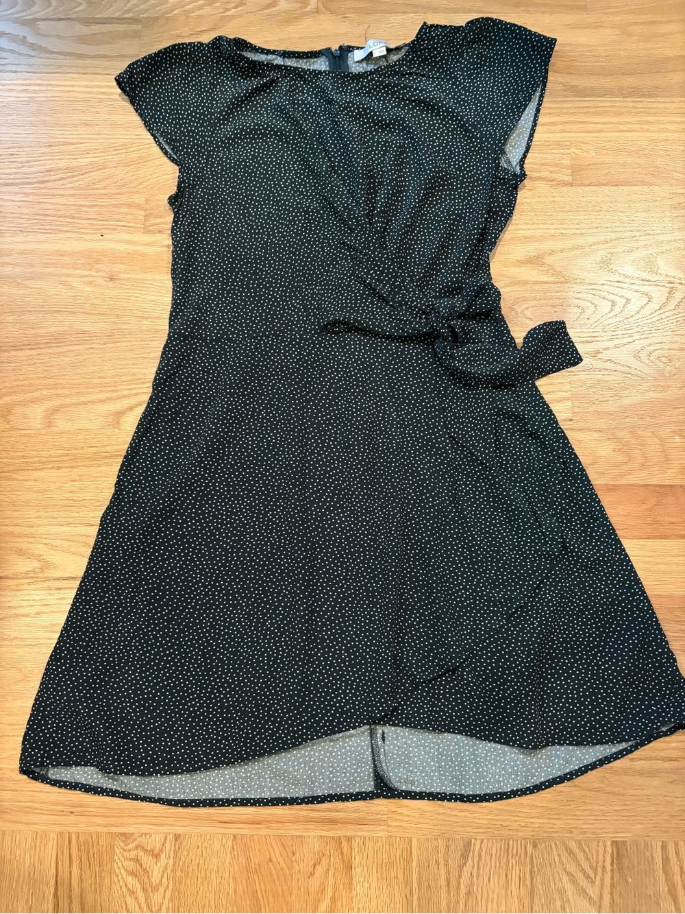 LOFT Black Polka Dot Wrap-Style Women's Dress Sz4